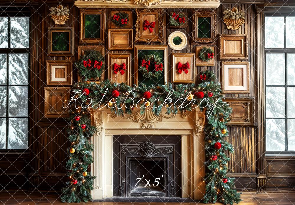 Kate Christmas Fireplace Vintage Wall Backdrop Designed by Mini MakeBelieve - Kate Backdrop AU