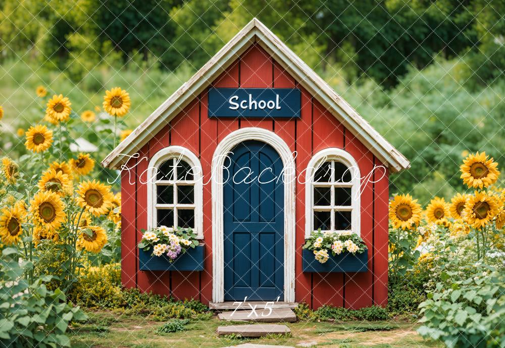 Kate Back to School Sunflowers Backdrop Designed by Emetselch - Kate Backdrop AU