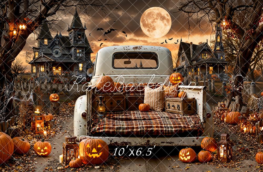 Kate Halloween Haunted Houses Truck Backdrop Designed by Emetselch - Kate Backdrop AU