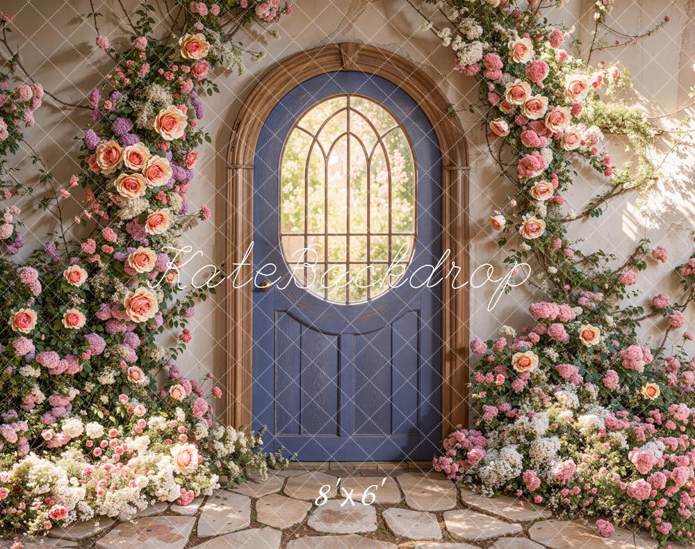 Kate Flower Arch Stone Pathway Door Fleece Backdrop Designed by Emetselch