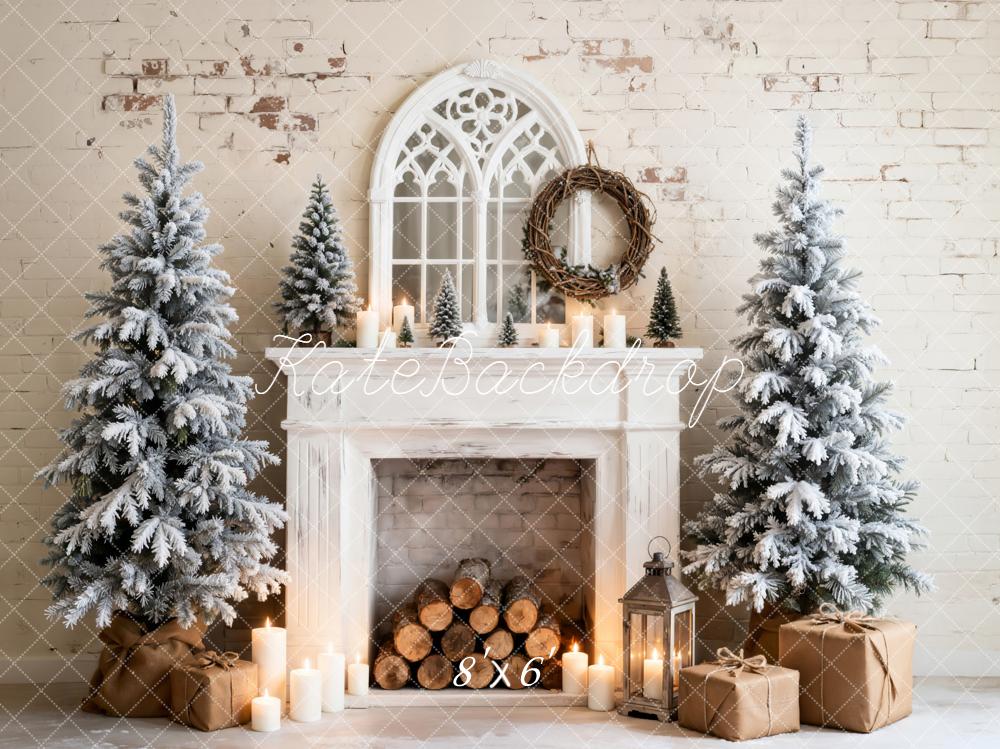 Kate Christmas Fireplace Fleece Backdrop Designed by Emetselch