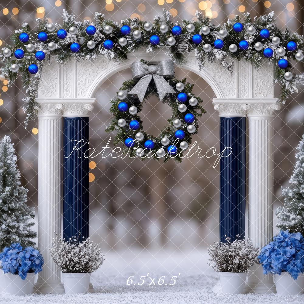 Kate Christmas Arch Wreath Blue Backdrop Designed by Mini MakeBelieve - Kate Backdrop AU