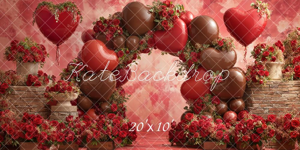 Kate Heart Balloons Roses Arch Backdrop Designed by Emetselch