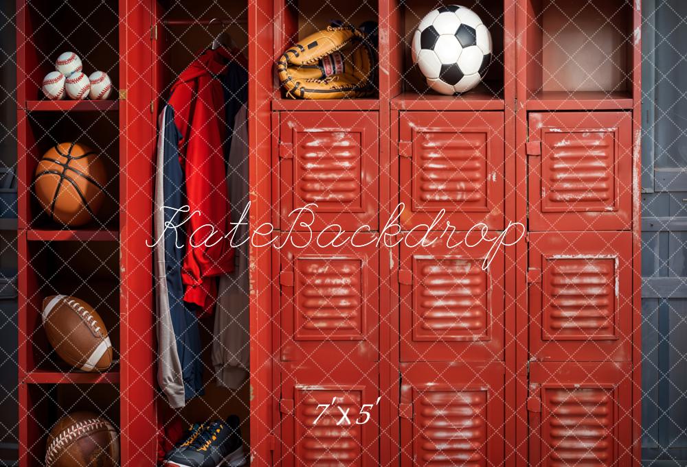 Kate Sports Locker Room Red Backdrop Designed by Emetselch