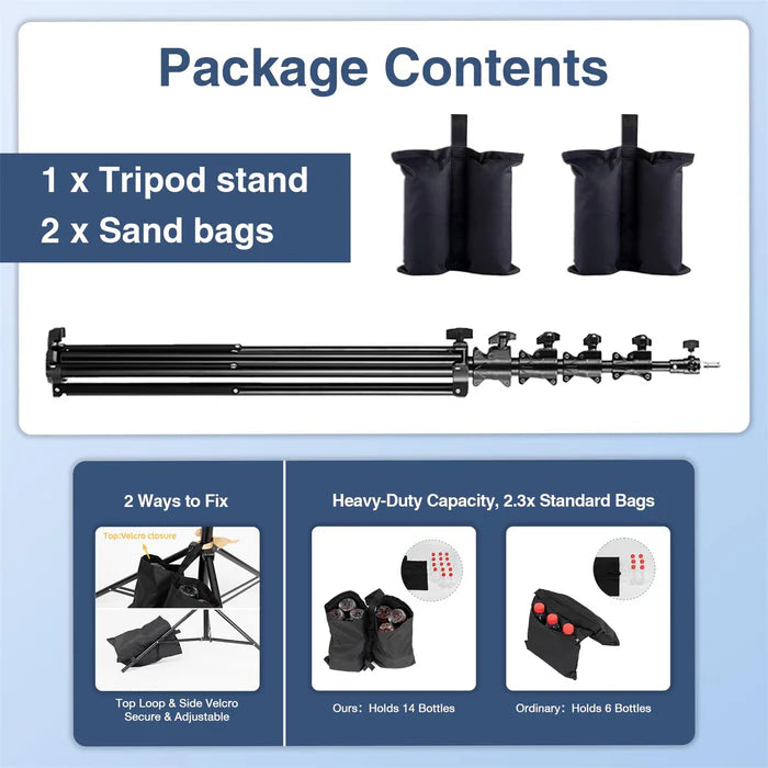 Kate Heavy Duty Light Stand Tripod - 15.7ft Air Cushioned Aluminum Alloy Lighting Stand with 2 Sandbags & 1/4"-3/8" Adapter 9.46lb Load for Photography