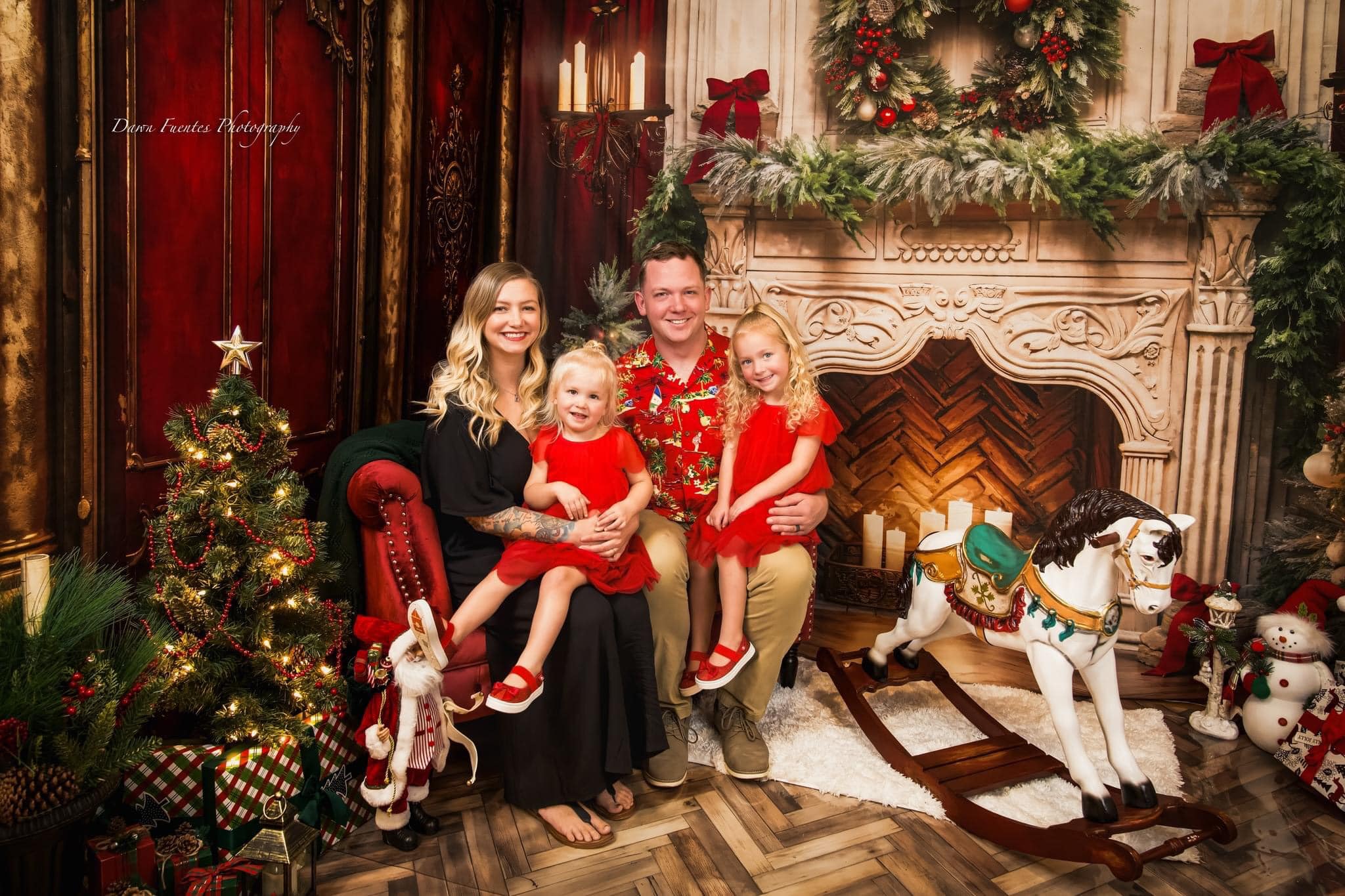 Kate Christmas Victorian Red Wall Fireplace Room Set(8ftx8ft&10ftx8ft&8ftx10ft) - Kate Backdrop AU