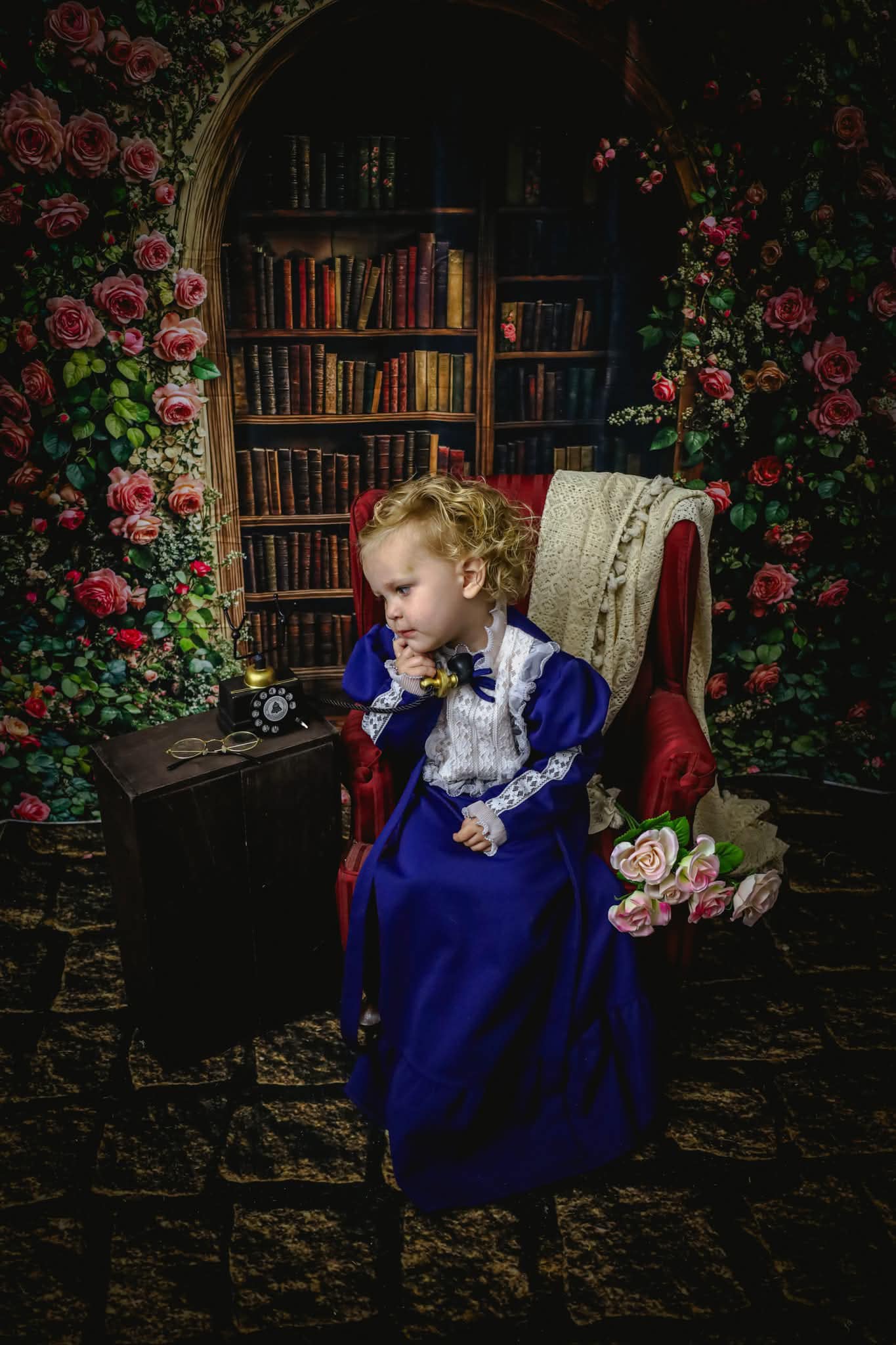 Kate Back To School Flower Arch Library Backdrop Designed by Emetselch