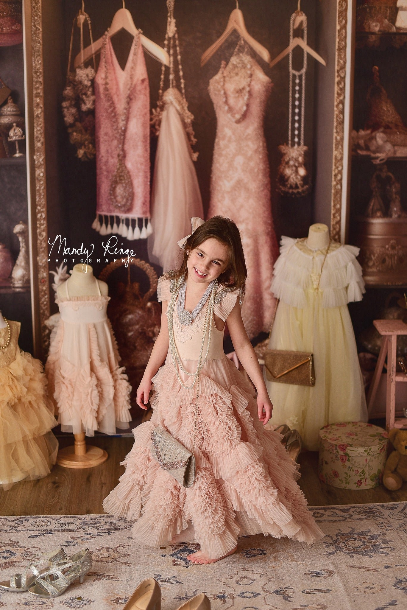 Kate Fancy Princess Dress Up Closet Backdrop Designed by Mandy Ringe Photography