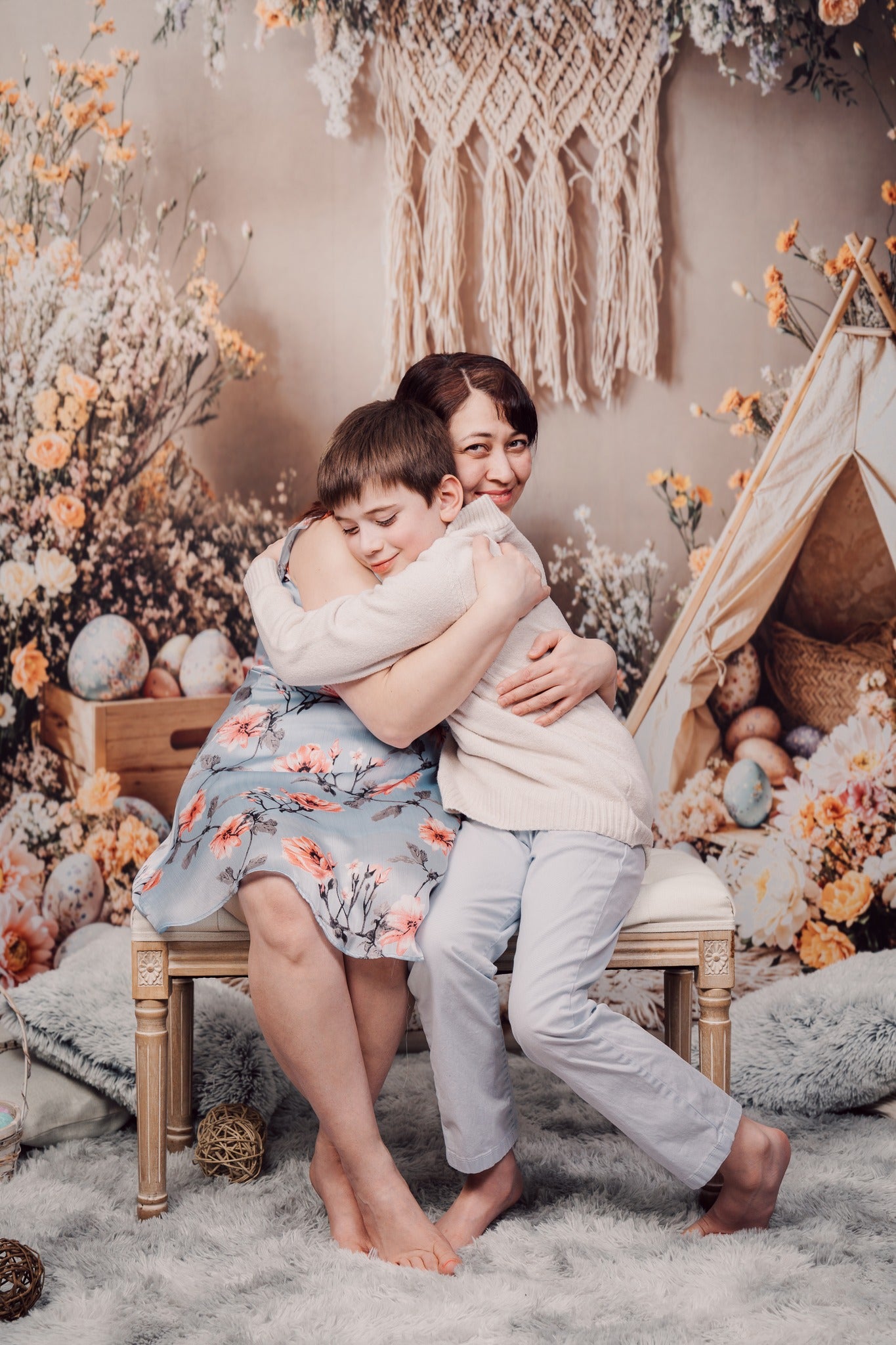 Kate Easter Bunny Boho Eggs Backdrop Designed by Emetselch