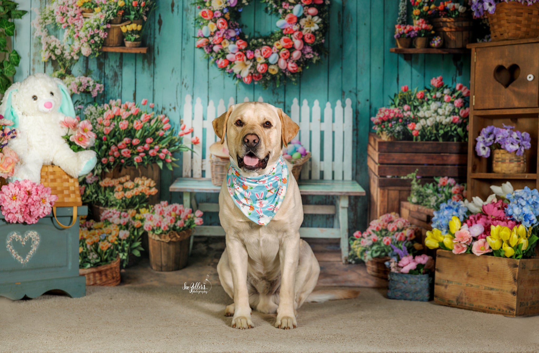 Kate Spring Floral Easter Wreath Backdrop Designed by Emetselch - Kate Backdrop AU