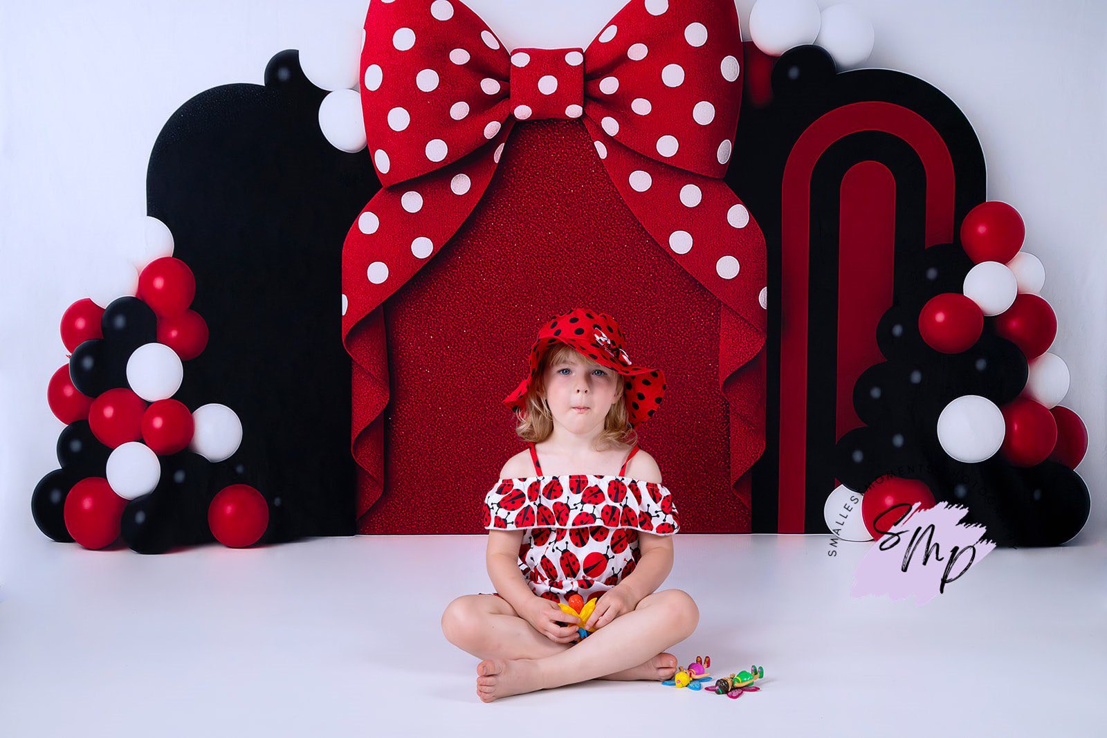 Kate Red Bow Birthday Party Backdrop Designed by Ashley Paul