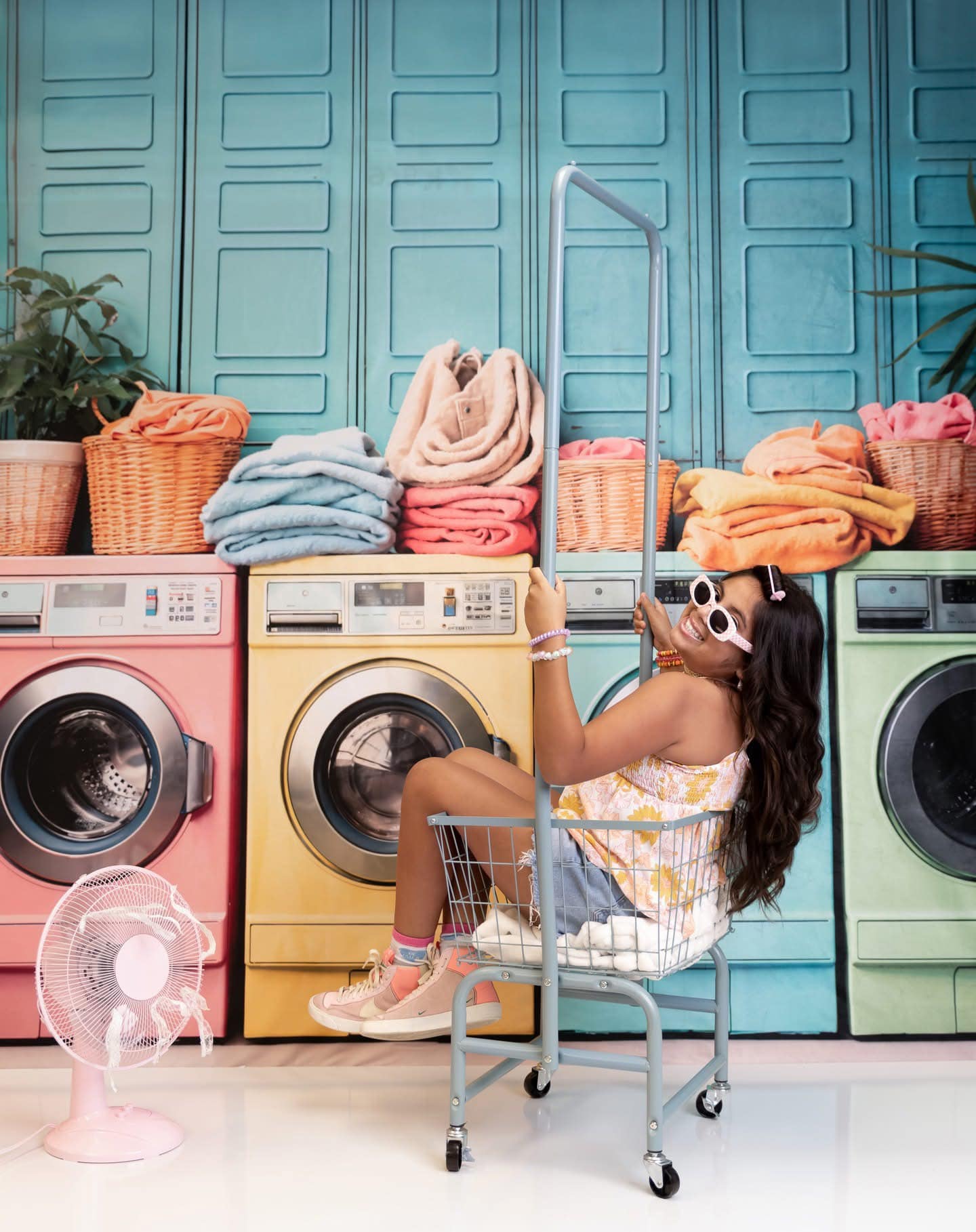Kate Laundry Day Colorful Washing Machine Backdrop Designed by Chain Photography
