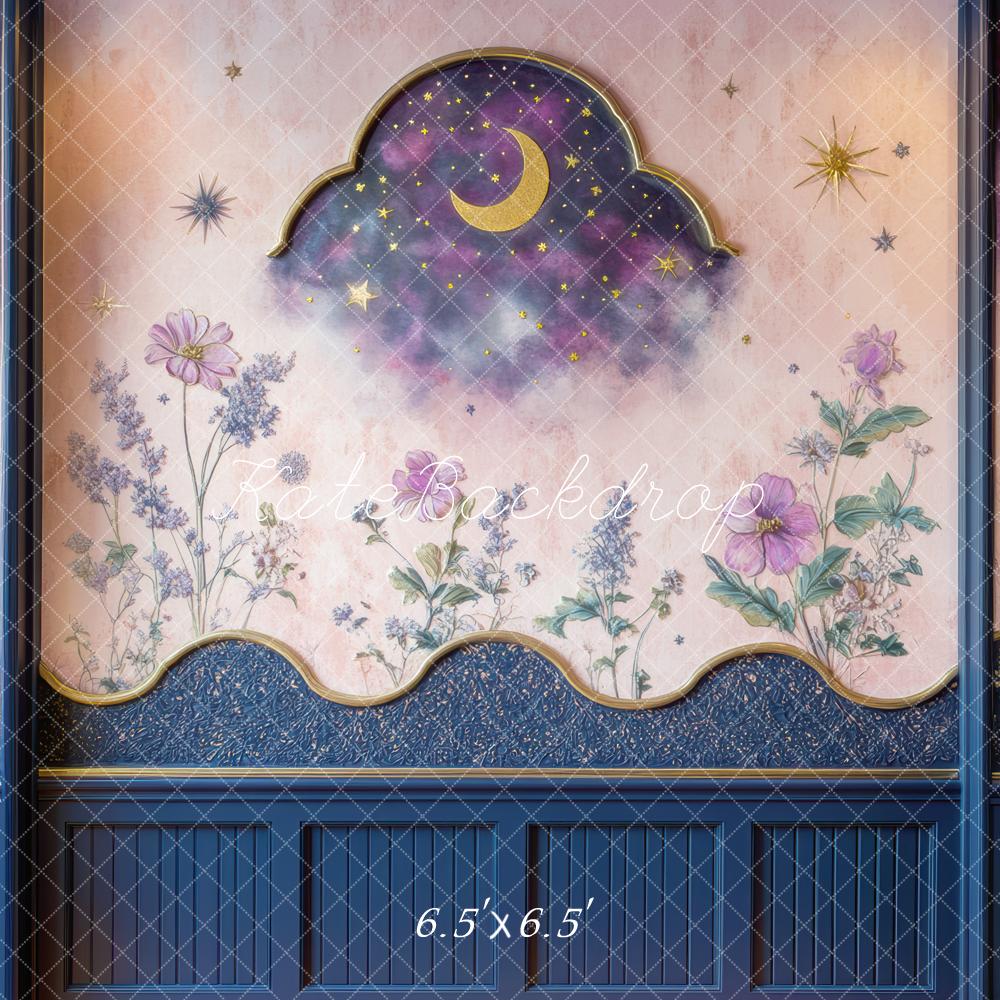 Kate Moon Stars Purple Flowers Backdrop Designed by Mini MakeBelieve - Kate Backdrop AU