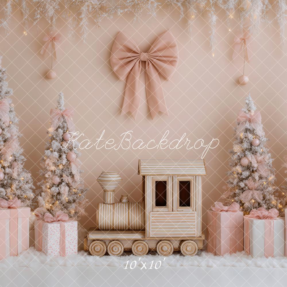 Kate Train Christmas Trees Pink Gifts Backdrop Designed by Patty Roberts