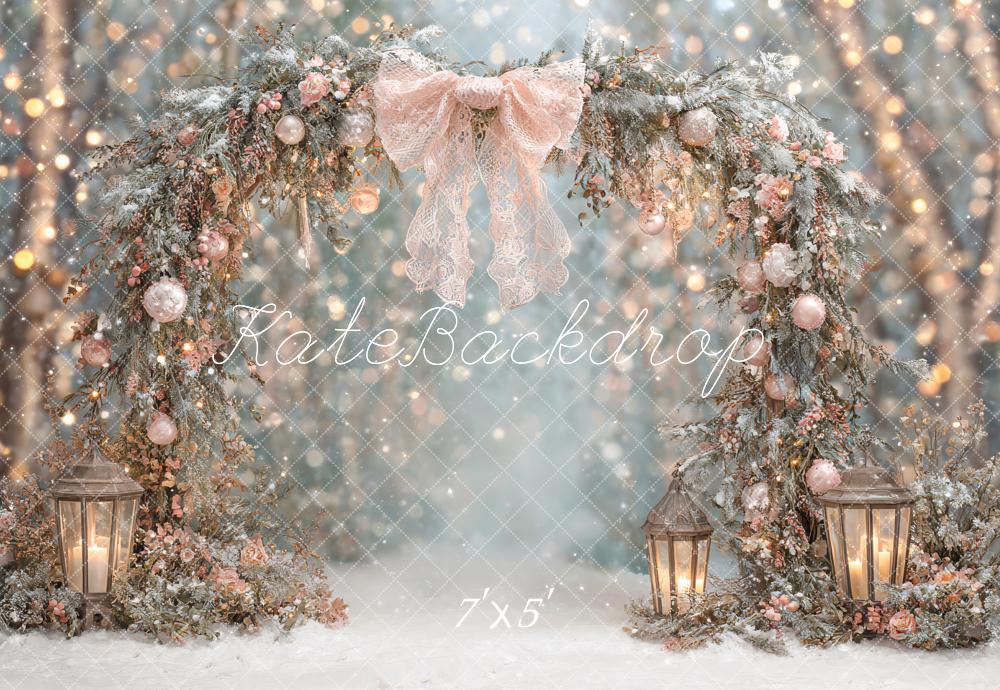 Lightning Deals-C1 Kate Flower Arch Bokeh Snowy Backdrop Designed by Ashley Paul