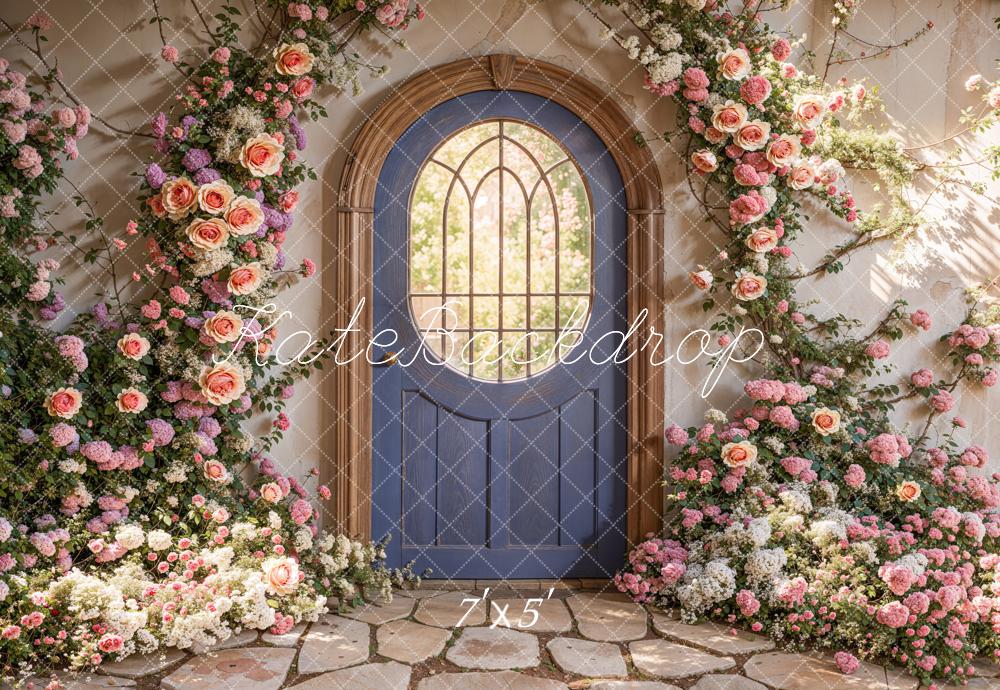 Kate Flower Arch Door Stone Backdrop Designed by Emetselch