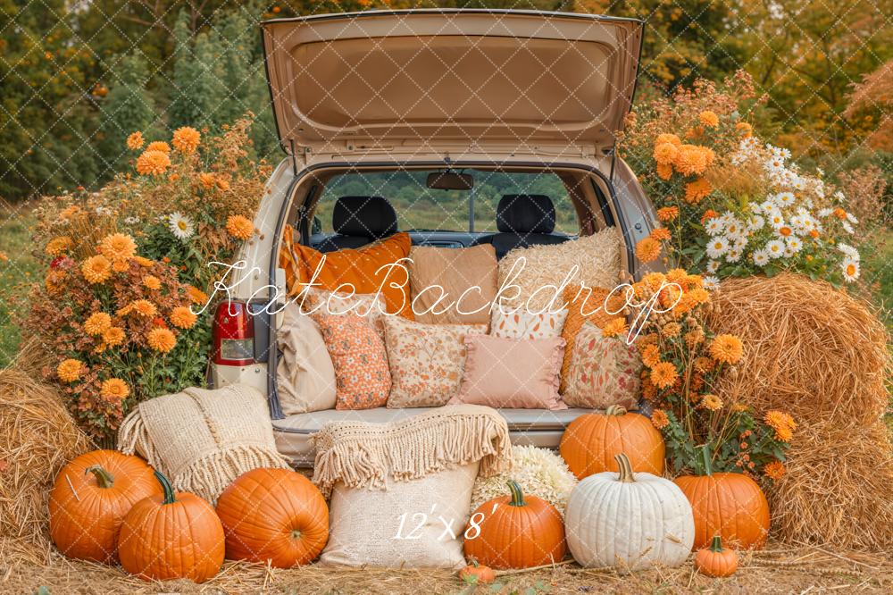 Kate Fall Truck Hay Bales Pumpkins Backdrop Designed by Emetselch