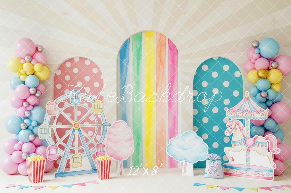 Kate Carnival Ferris Wheel Carousel Balloons Backdrop Designed by Patty Roberts