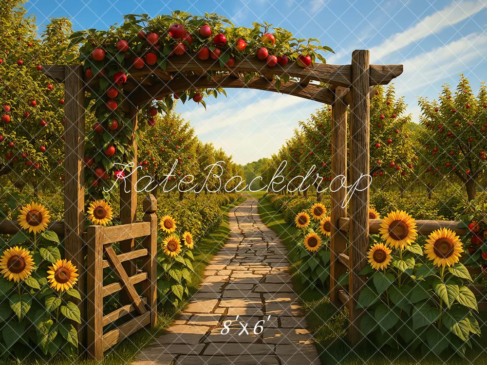 Kate Orchard Wooden Sunflowers Pathway Backdrop Designed by Mini MakeBelieve - Kate Backdrop AU