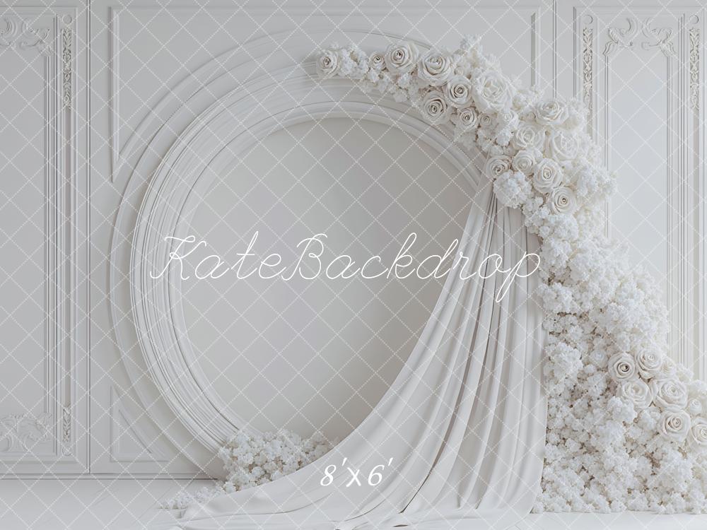 Kate Flower White Roses Drapes Backdrop Designed by Mini MakeBelieve