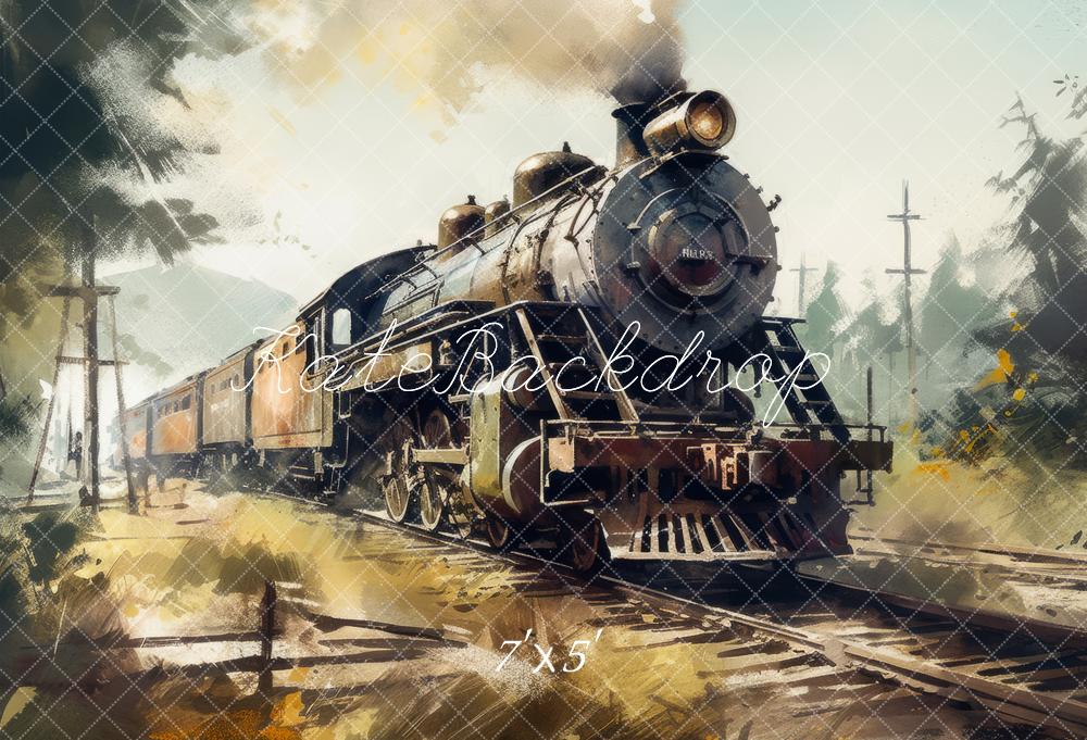 Kate Steam Train Railway Backdrop Designed by Mandy Ringe