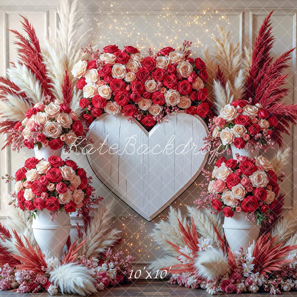 Kate Heart Shape Floral Valentine's Day Backdrop Designed by Mini MakeBelieve