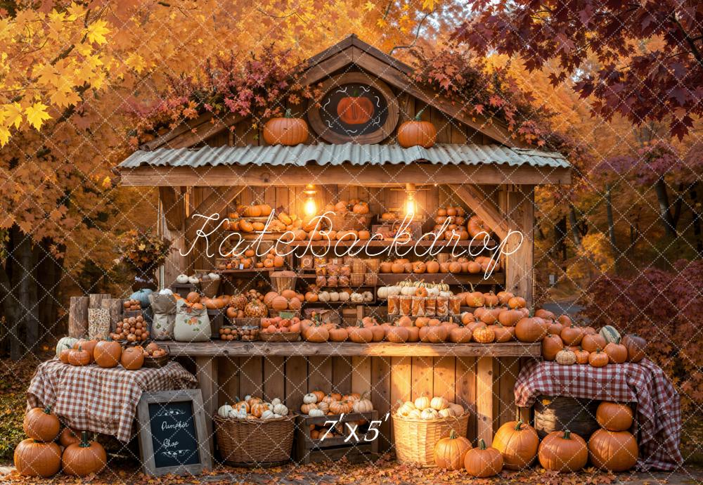 Kate Autumn Pumpkin Shop Rustic Backdrop Designed by Emetselch