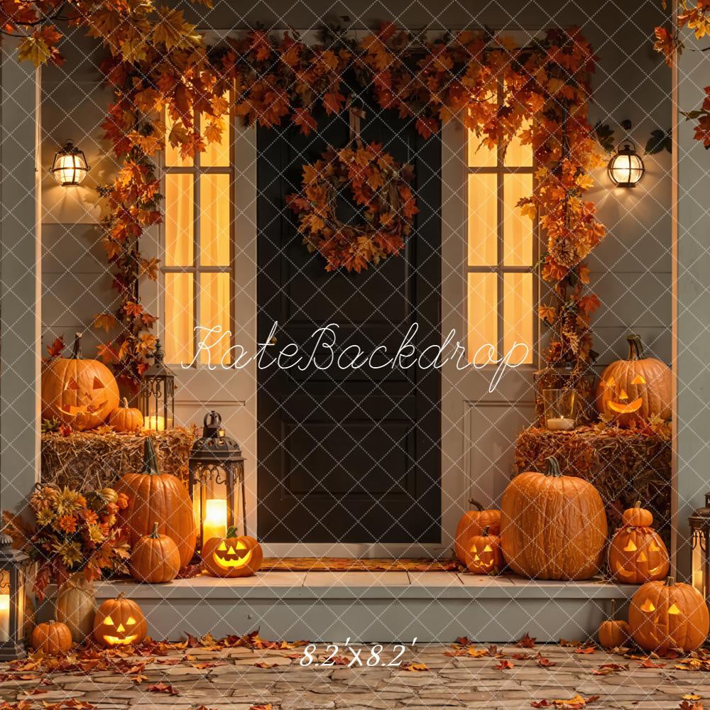 Kate Halloween Pumpkins Porch Backdrop Designed by Emetselch