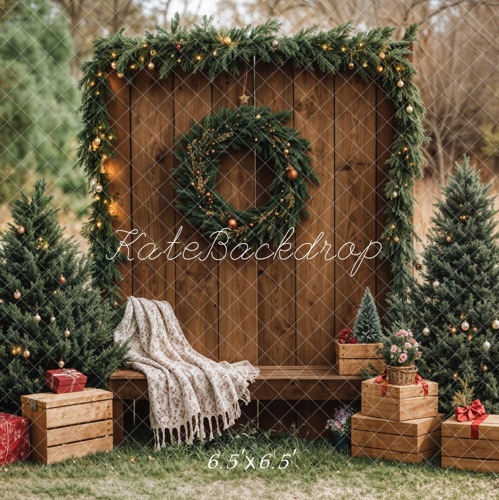 Kate Christmas Wooden Wall Wreath Presents Backdrop Designed by Emetselch