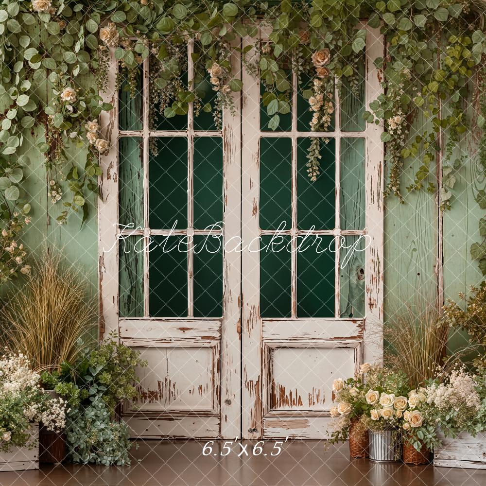 Kate Vintage Door Greenery Backdrop Designed by Emetselch