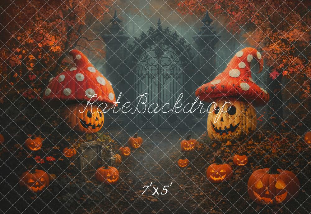 Kate Halloween Jack O Lanterns Mushroom Gate Backdrop Designed by Chain