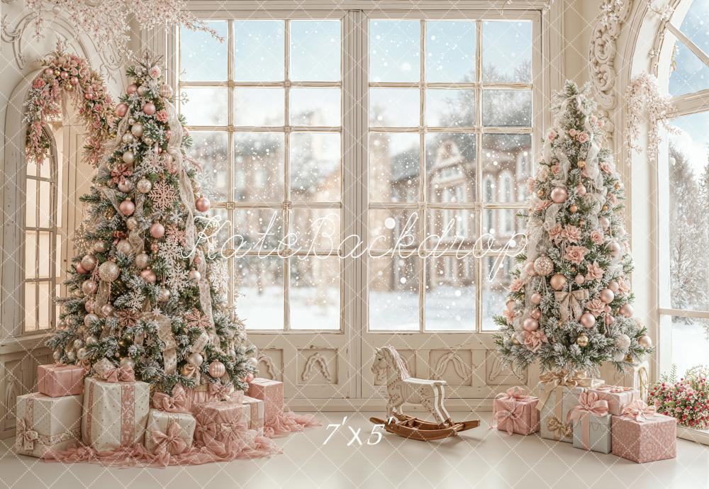 Kate Christmas Trees Presents Window Backdrop Designed by Emetselch - Kate Backdrop AU