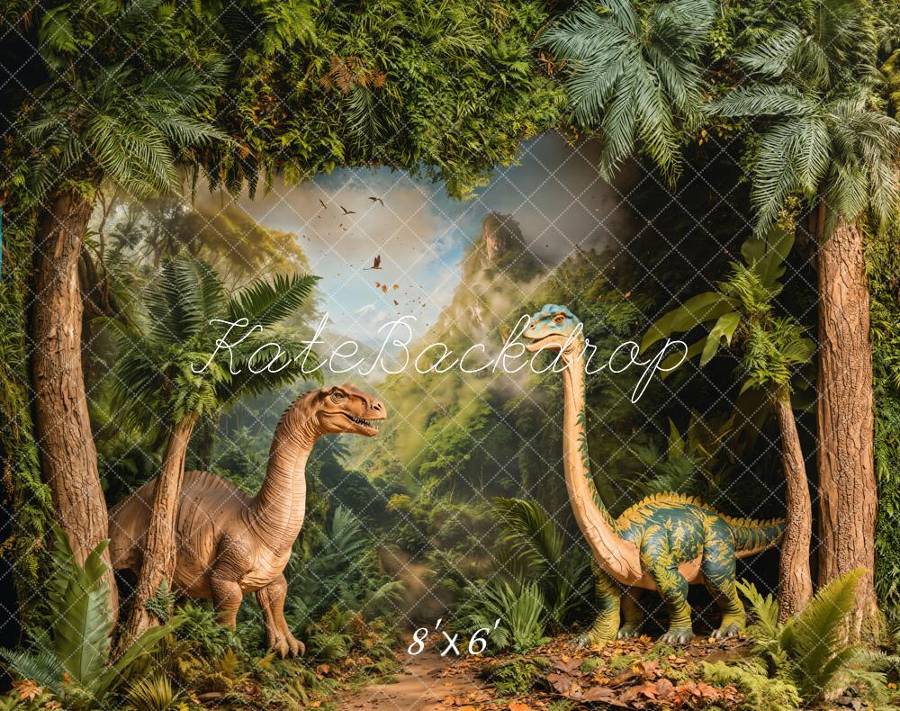 Kate Dinosaur Jungle Trees Fleece Backdrop Designed by Emetselch - Kate Backdrop AU