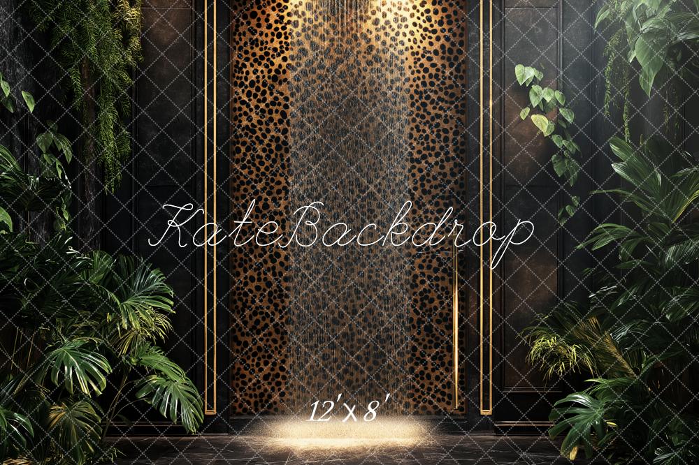 Kate Leopard Wall Gold Frame Tropical Backdrop Designed by Ashley Paul