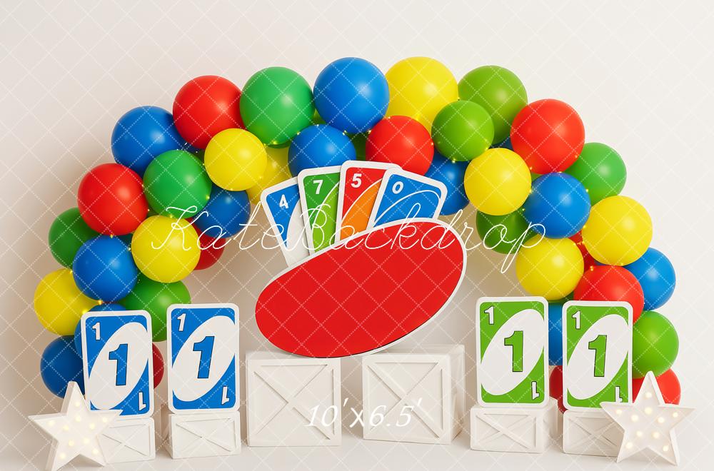 Kate Colourful Balloons Playing Cards Cake Smash Backdrop Designed by Patty Roberts