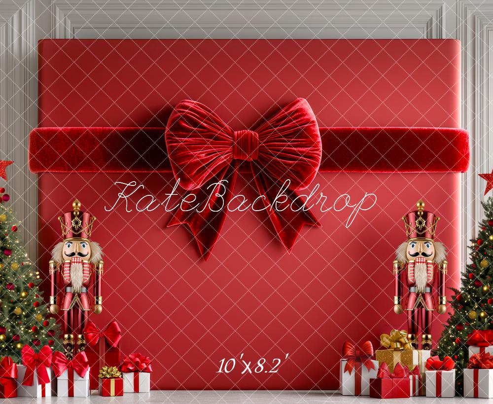 Kate Christmas Red Bow Gift Backdrop Designed by Mini MakeBelieve - Kate Backdrop AU