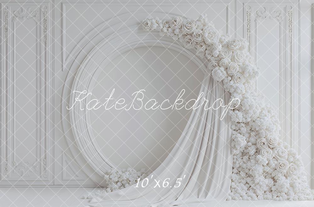 Kate Flower White Roses Drapes Backdrop Designed by Mini MakeBelieve