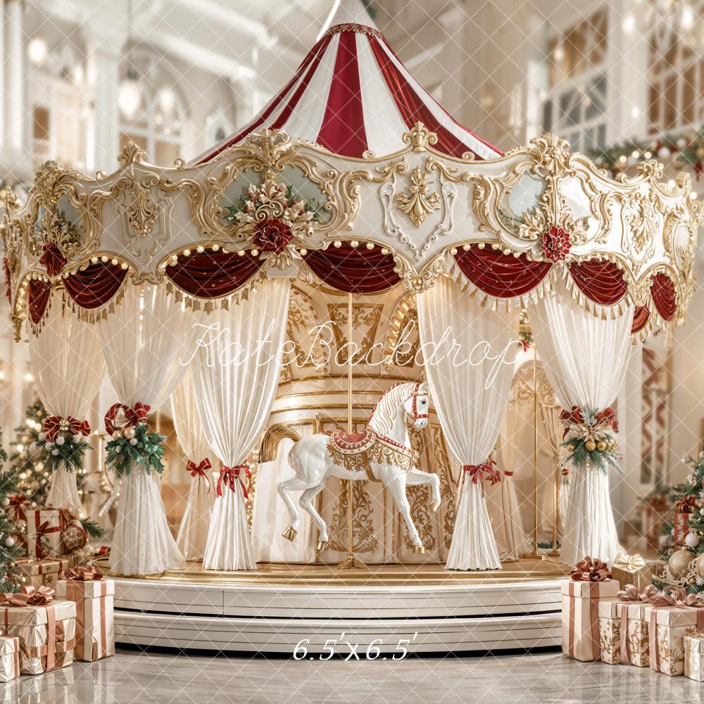 Kate Christmas Carousel Horse Backdrop Designed by Emetselch