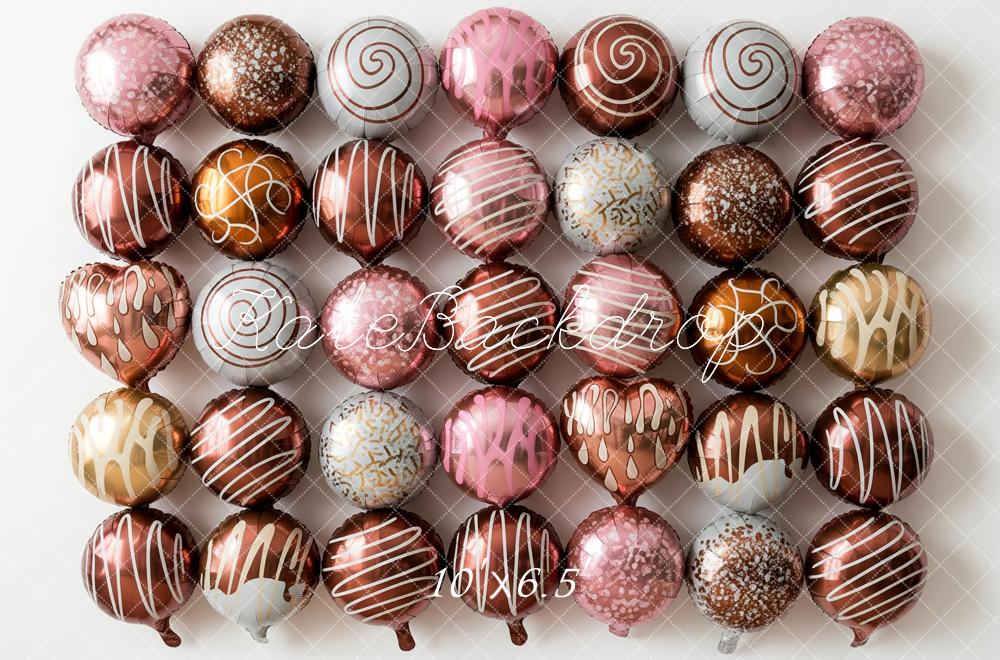 Kate Chocolate Spheres Pink Gold Backdrop Designed by Patty Roberts