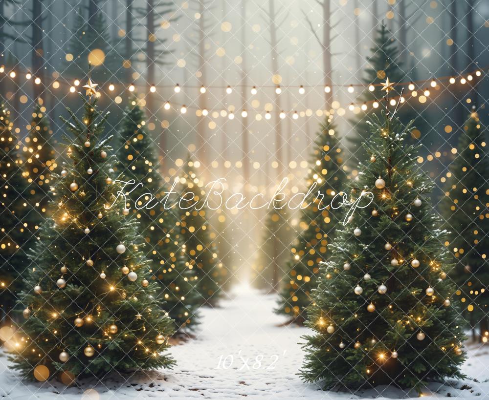 Kate Christmas Tree Forest Bokeh Backdrop Designed by Emetselch