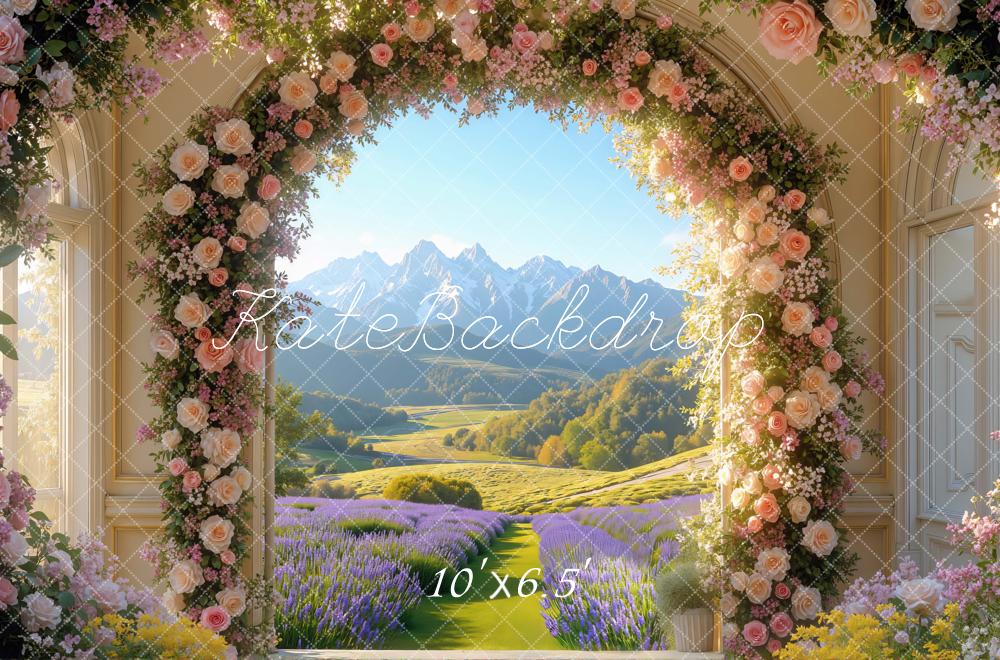 Kate Flower Arch Lavender Window Backdrop Designed by Mini MakeBelieve