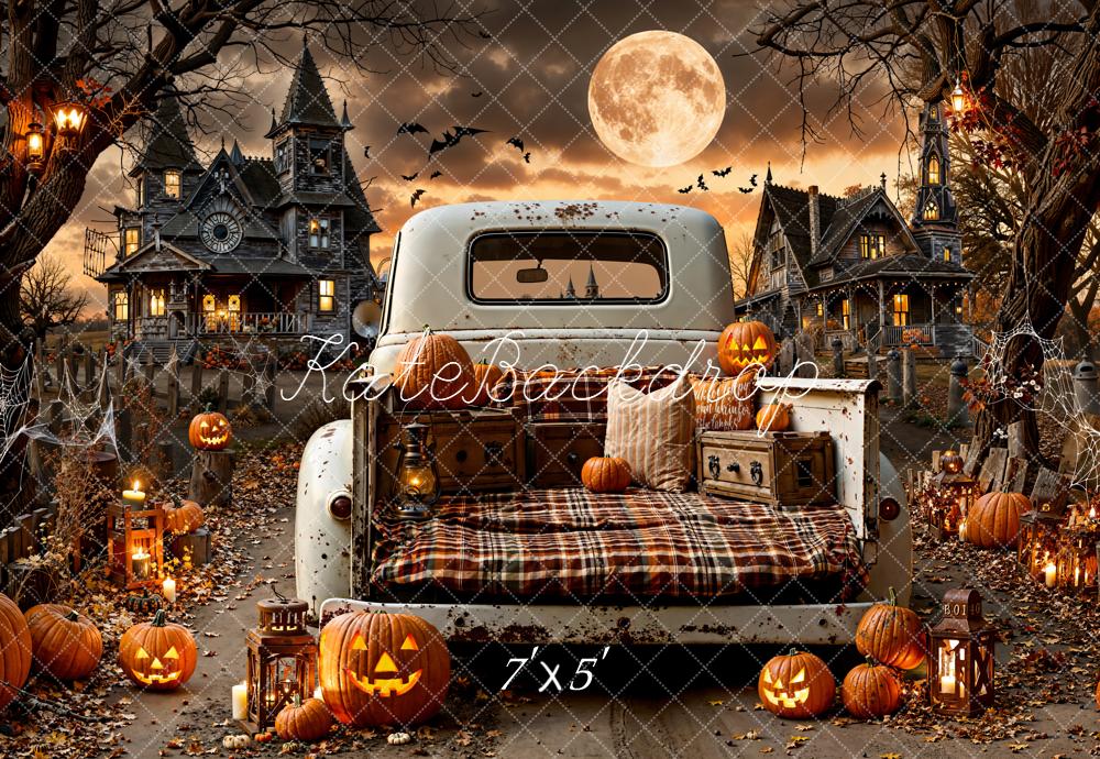 Kate Halloween Haunted Houses Truck Backdrop Designed by Emetselch