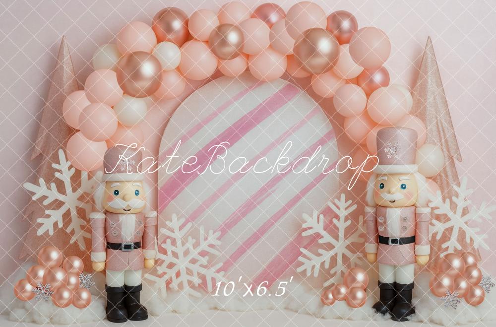 Kate Christmas Nutcracker Pink Balloon Arch Backdrop Designed by Mini MakeBelieve - Kate Backdrop AU