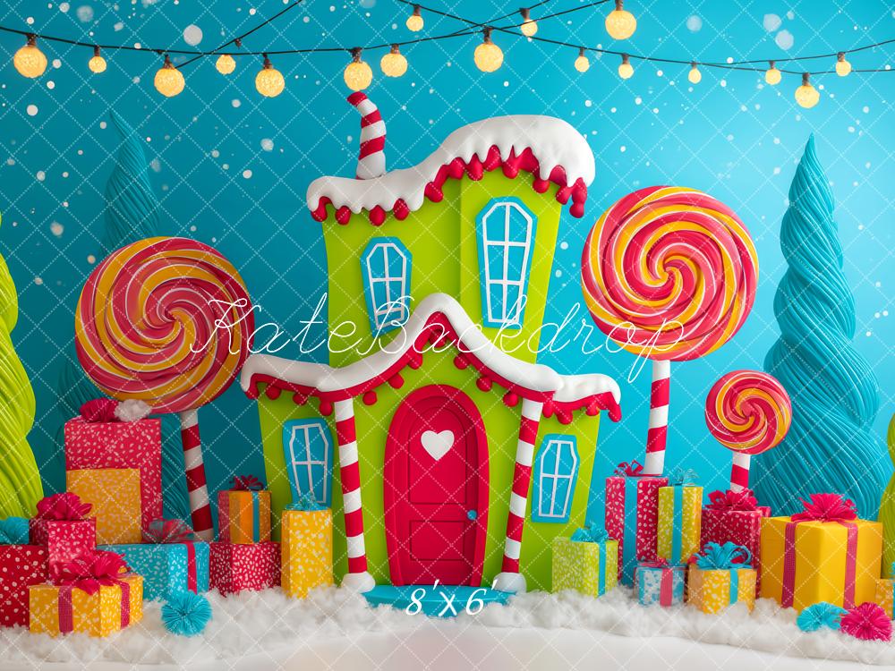 Kate Christmas Candy House Lollipops Backdrop Designed by Patty Roberts
