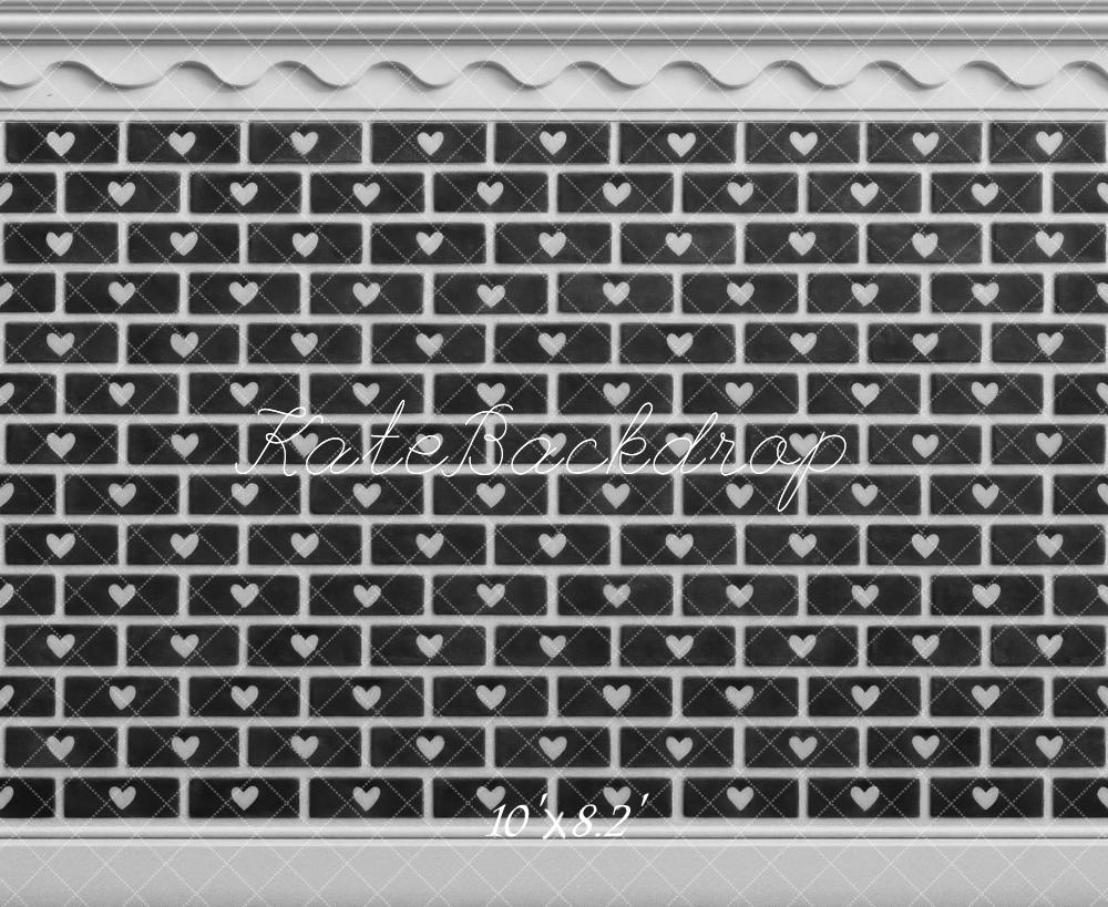 Kate Heart Brick Pattern Wall Backdrop Designed by Mini MakeBelieve