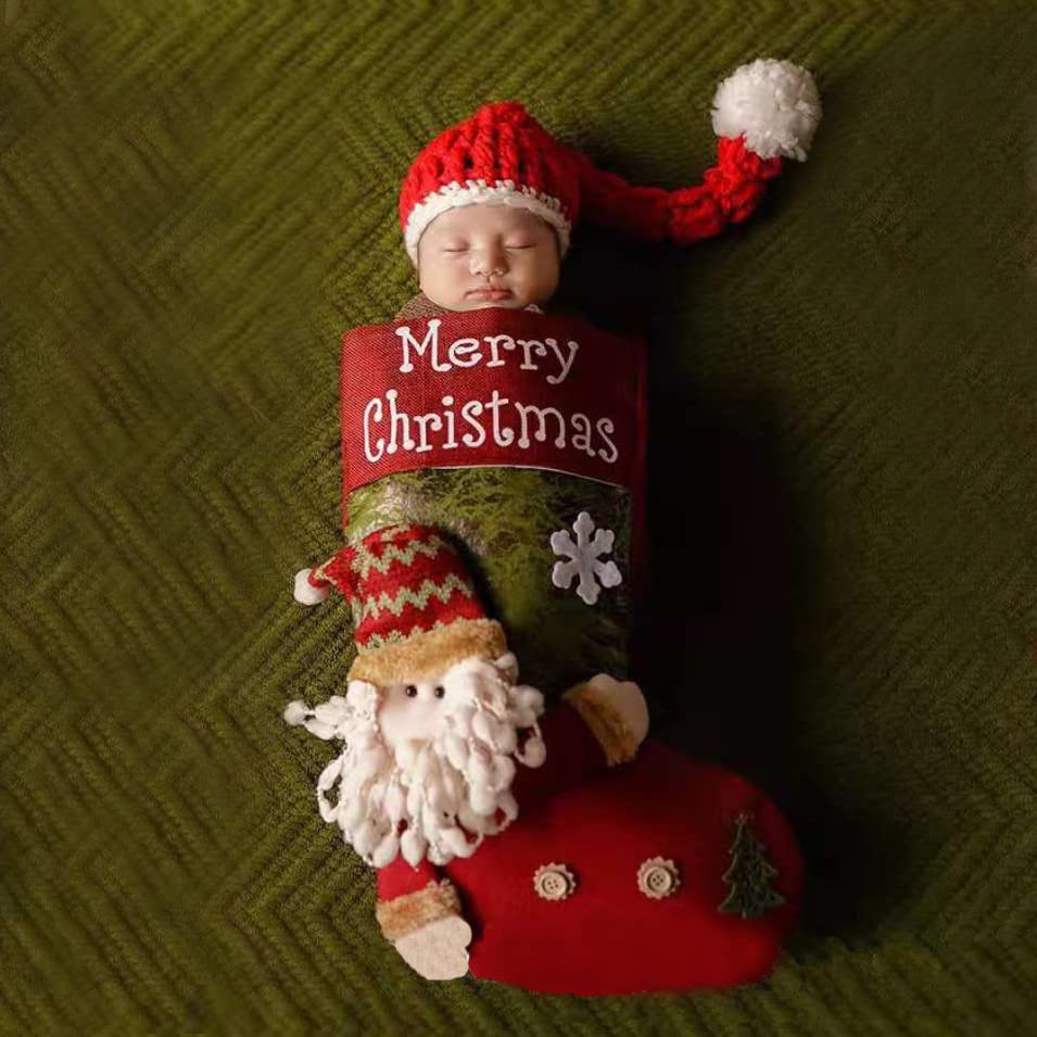 Kate Christmas Newborn Photography Props Baby Photo Outfits Christmas Photo Costume for Baby Red - Kate Backdrop AU