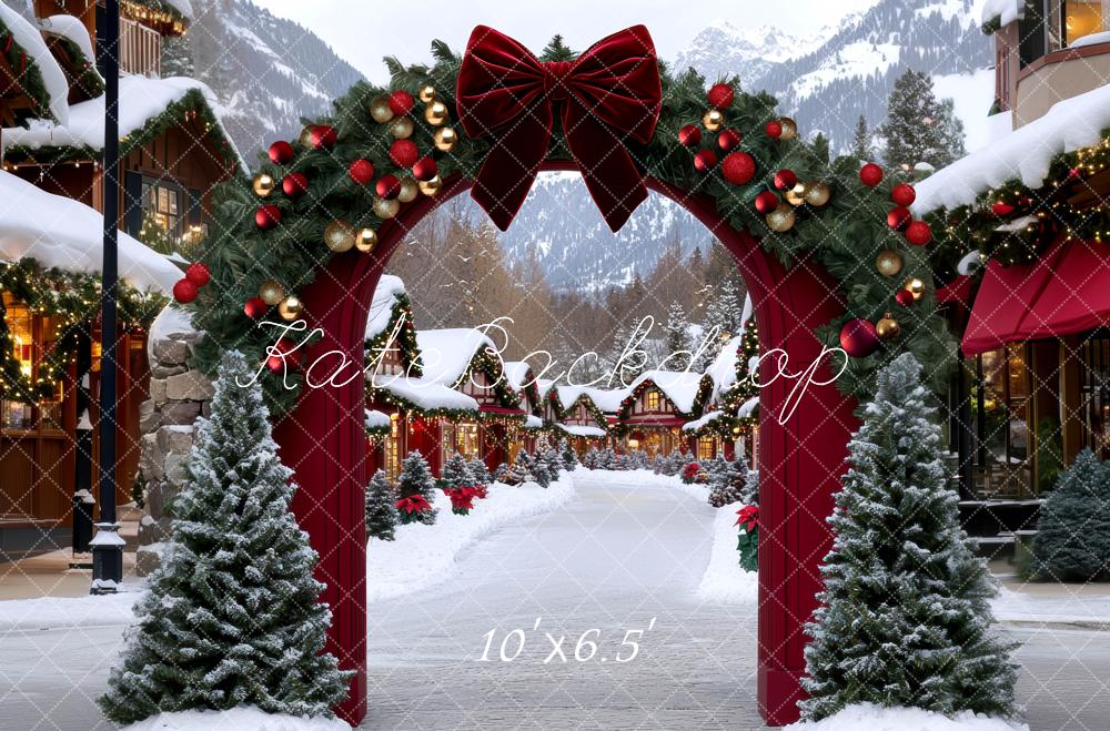 Kate Christmas Arch Snowy Village Backdrop Designed by Mini MakeBelieve - Kate Backdrop AU
