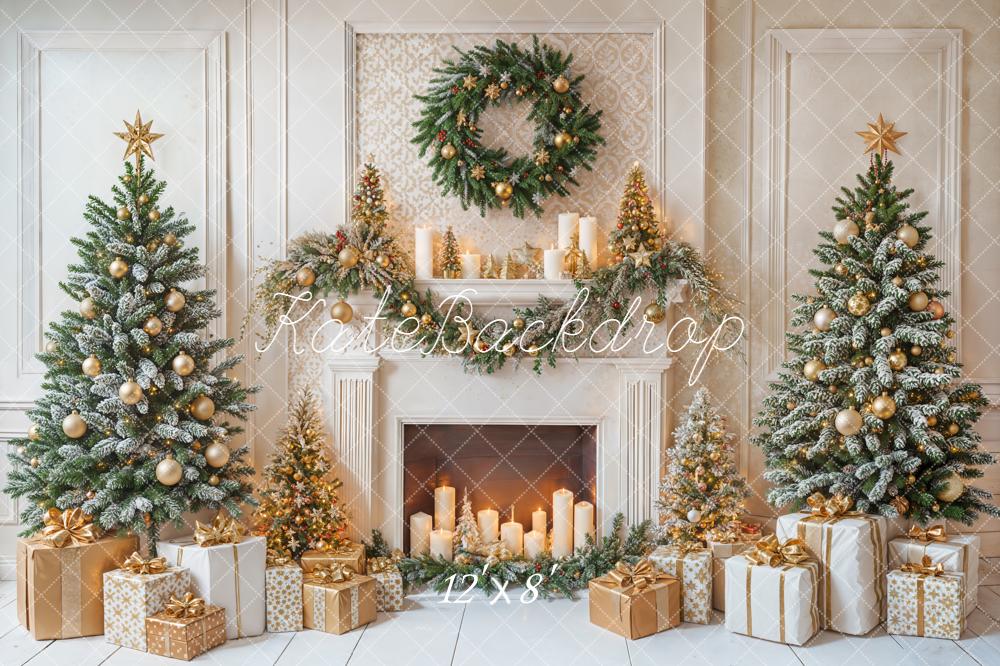 Kate Christmas Fireplace Wreath Backdrop Designed by Emetselch