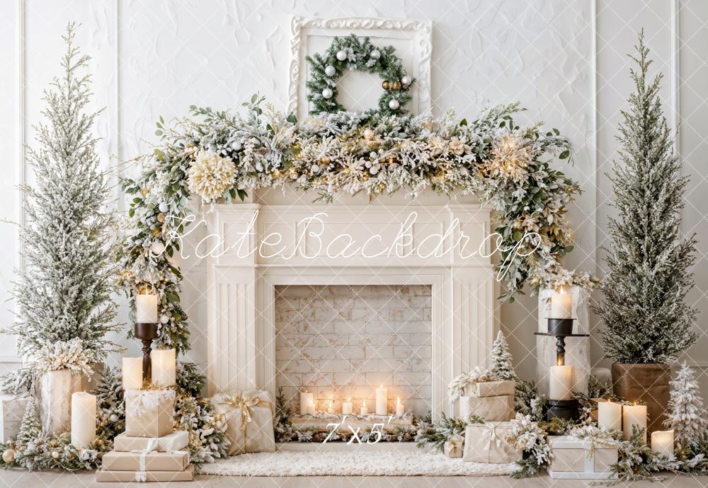 Kate Christmas Fireplace Garland Backdrop Designed by Emetselch - Kate Backdrop AU