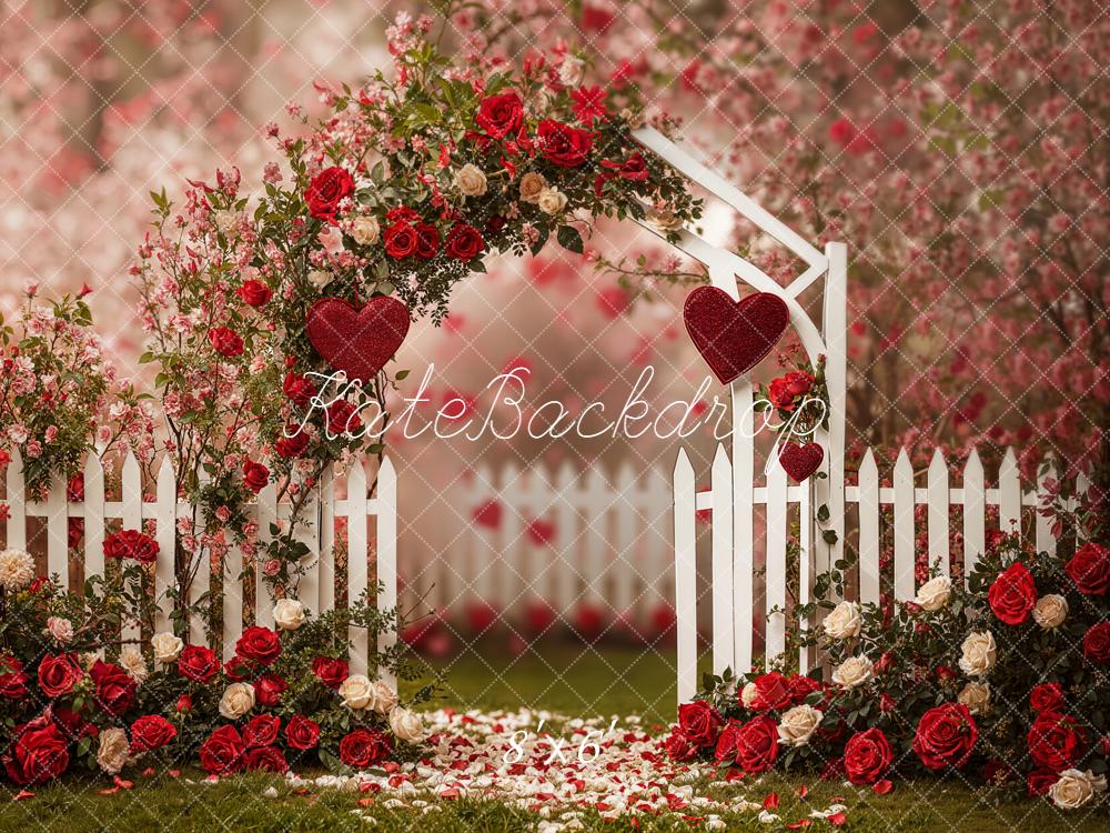 Kate Flower Arch Red Roses Heart Backdrop Designed by Emetselch